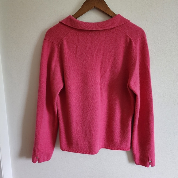Land's End Cashmere Long Sleeve Polo Soft Pink Collared Sweater - Picture 7 of 9